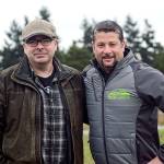 Dan Powell of Marrowstone Island, left, and Jason Doig of Sequim prevented a woman from jumping off the Hood Canal Bridge earlier this month. (Jesse Major/Peninsula Daily News)