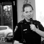 Jesse Major/Peninsula Daily News                                Deputy Chief Jason Viada told those who attended the Port Angeles Business Association meeting Tuesday that the Port Angeles Police Department is looking into using body cameras, but public records laws are an obstacle.
