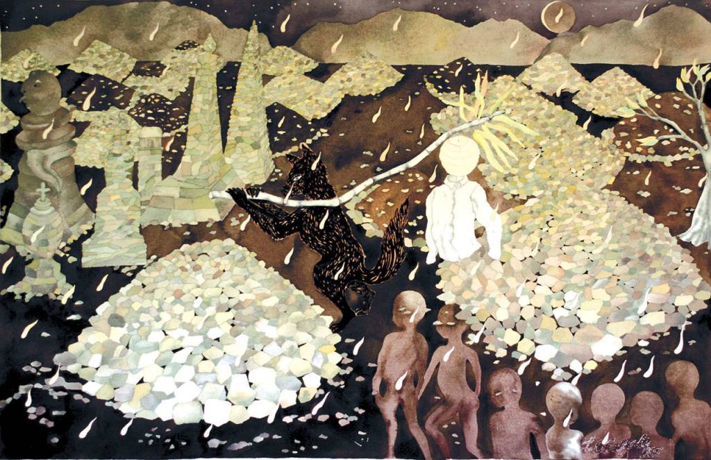 &ldquo;Land of Sunburned Souls&rdquo; was painted in 1985 by Linda Okazaki and will be displayed as part of the &ldquo;Pat and Peter Simpson: Collectors and Patrons&rdquo; exhibit at the Jefferson Museum of Art & History.