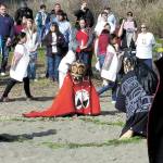 Children dance during the Quileute tribe&rsquo;s whale song during the ninth annual Welcoming of the Whales ceremony near First Beach in La Push in 2016. Several gray whales appeared just offshore &ldquo;flipping their tales&rdquo; and spouting during the ceremony, delighting a crowd of onlookers. (Michael Foster/Peninsula Daily News)