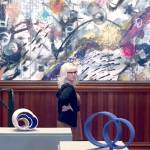 For Port Townsend&rsquo;s April Gallery Walk, &ldquo;Pat and Peter Simpson: Collectors and Patrons&rdquo; will be exhibited at the Jefferson Museum of Art & History. Angie Bartlett of Port Townsend is shown admiring work by Stephen Yates and Anne Hirondelle.