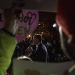 Democratic National Committee Chairman Tom Perez speaks at a protest in Lafayette Square outside the White House on Monday against President Donald Trump&rsquo;s new travel ban order. (Andrew Harnik/The Associated Press)