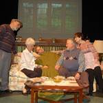 Joe Shultz, left, Marti McAllister-Wolf, Brohm Dason Rich Hendricksen and Charlotte Carroll act out a scene from &ldquo;Over the River and Through the Woods.&rdquo; (Erin Hawkins/Olympic Peninsula News Group)