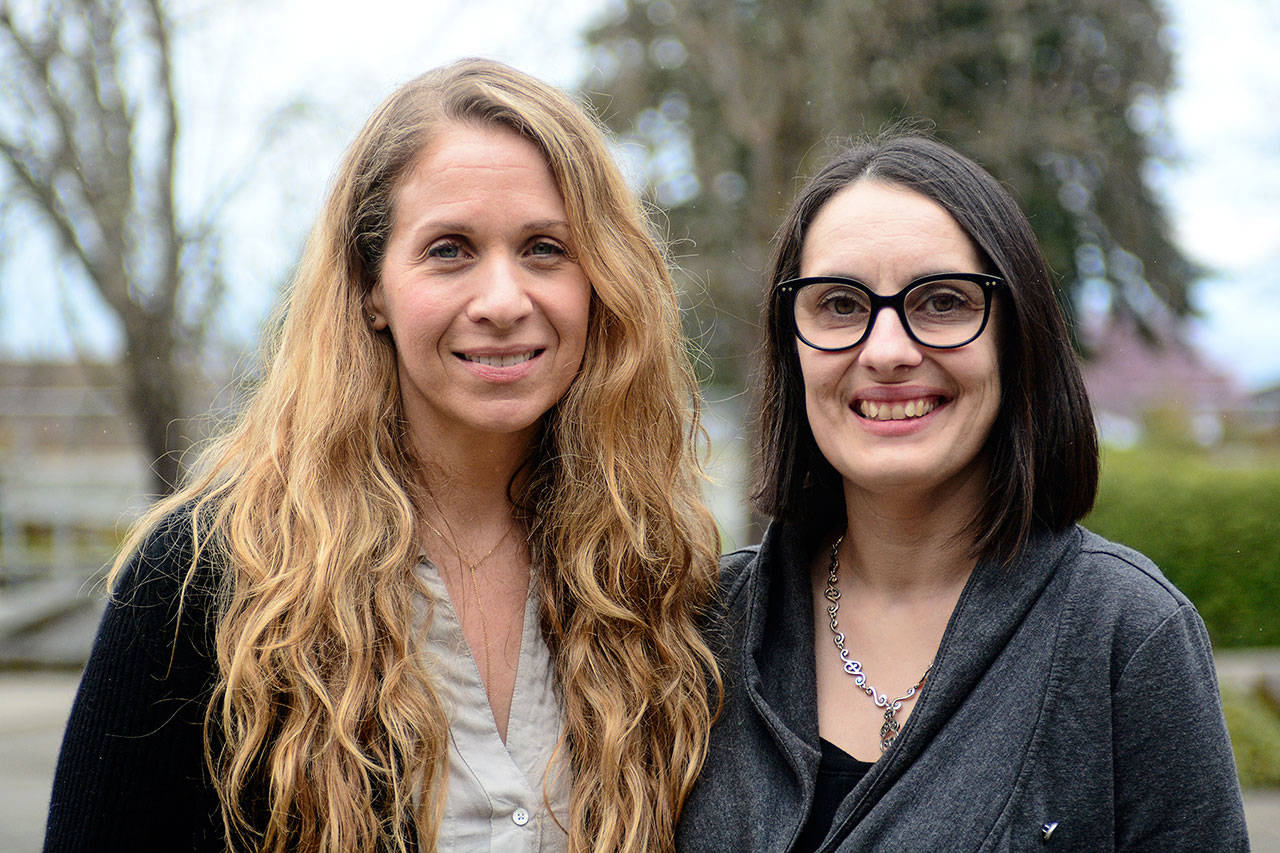Director Jennifer Galvin, left, and co-producer Emma Jones worked on &ldquo;The Memory of Fish,&rdquo; a documentary about Dick Goin&rsquo;s quest for the Elwha River to run free. (Jesse Major/Peninsula Daily News)