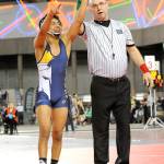 Lonnie Archibald/for Peninsula Daily News                                Forks&rsquo; Josue Lucas at the Tacoma Dome after he won the state 1A championship in the 106-pound weight class.