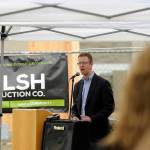 U.S. Rep. Derek Kilmer speaks at a groundbreaking event at Greywolf Elementary School in Carlsborg on Monday. (Michael Dashiell/Olympic Peninsula News Group)