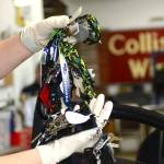 A Clallam County Sheriff&rsquo;s deputy holds up keys found in a car deputies searched Sunday. (Jesse Major/Peninsula Daily News)