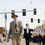 Rather than marching in this year&rsquo;s Sequim Irrigation Festival Grand Parade, Sequim High School band director Vern Fosket, seen here in the 2015 parade, will ride in style in a convertible May 13 along Washington Street as the festival&rsquo;s Grand Marshal. (Michael Dashiell/Olympic Peninsula News Group)