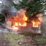 Sandy Floe&rsquo;s house was consumed by flames in a permitted, controlled burn. (Bill Paul/Clallam County Fire District No. 1)