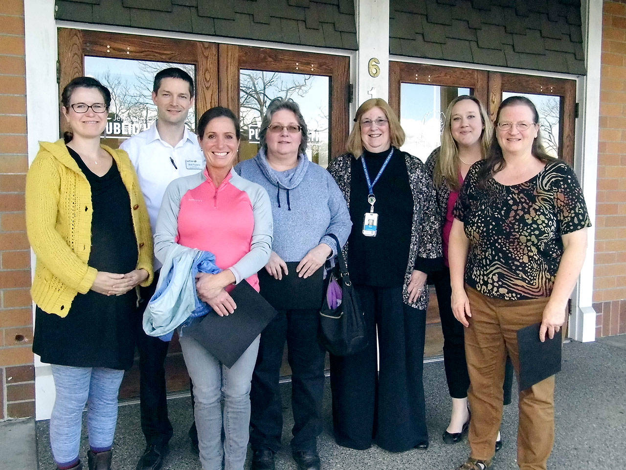 Honored as Public Health Heroes are, from left, Amanda Milholland, Brett Payseno, Teresea Hoffman, Laura Hulsey, Vicki Kirkpatrick, Sarah Gai and Linda Atkins. (Jefferson County Public Health)