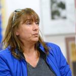 Marlene Bradow, Port Angeles High school nurse, talks about the proposed health center at Port Angeles High School during a Port Angeles School District board meeting Thursday. (Jesse Major/Peninsula Daily News)