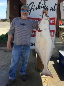 Mason&rsquo;s Olson Resort                                Bonney Lake&rsquo;s Tom Mazetis hauled in this 52-pound halibut fishing out of Sekiu on opening day Thursday.