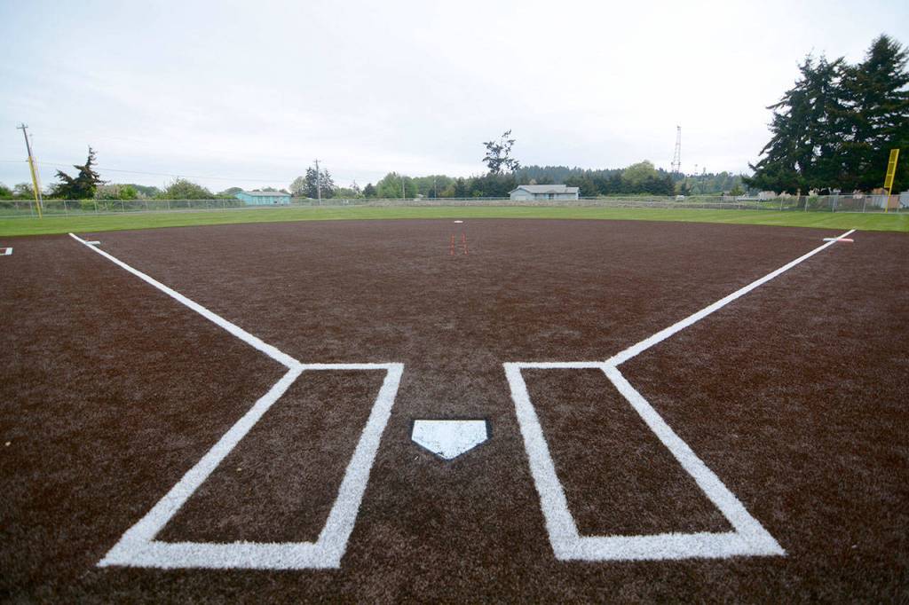 The Lower Elwha Klallam Tribe&rsquo;s Billy Whiteshoes Memorial Park features the only synthetic infield on the North Olympic Peninsula. (Jesse Major/Peninsula Daily News)
