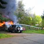 East Jefferson Fire-Rescue responds to an RV fire near the intersection of Sixth and Stevens streets in Port Townsend.