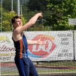 Lonnie Archibald/for Peninsula Daily News Forks&rsquo; Cole Baysinger won the District 4 1A discus witha throw of 134 feet, 8 3/4 inches. Baysinger will compete at the state 1A track meet in Cheney in the discus and the shot put.