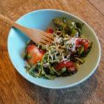 A strawberry, almond and pea salad makes an early summer treat. (Betsy Wharton/for Peninsula Daily News)