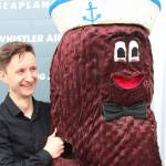 James Skwarok, the man behind Victoria&rsquo;s infamous Mr. Floatie mascot, shows off the costume. On Friday, the Canadian Consul General James Hill held a retirement party for Mr. Floatie. (Kendra Wong/Victoria News)