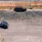 This image provided by the U.S. Department of Energy shows a 20-foot-by-20-foot hole in the roof of a storage tunnel at the Hanford Nuclear Reservation near Richland on Tuesday. (U.S. Department of Energy via AP)