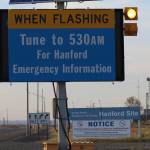 An emergency sign flashes by the Hanford Nuclear Reservation on Tuesday in Richland. (Manuel Valdes/The Associated Press)