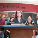 Oregon Gov. Kate Brown speaks at a Saturday news conference. (Gillian Flaccus/The Associated Press)
