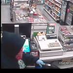 This image from surveillance footage shows a robbery suspect in a Port Angeles business on Monday.