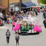 Port Townsend&rsquo;s Rhody Festival Queen Lauren Montgomery and company get big cheers from the Sequim crowd at Saturday&rsquo;s Grand Parade. (Michael Dashiell/Olympic Peninsula News Group)