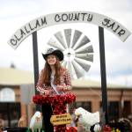 Clallam County Fair Queen Janeydean O&rsquo;Connor is all smiles at Saturday&rsquo;s Grand Parade. (Michael Dashiell/Olympic Peninsula News Group)