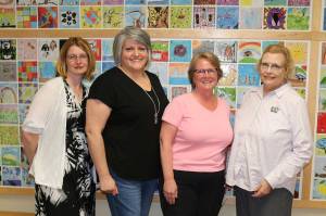 Pictured from left are grant awardees Heather Titterness, Tiffinny Blore and Susan Heyer with Dorothea French, president of the Beta Nu Chapter of the Delta Kappa Gamma Society International. Not pictured are awardees Karen Doran and Britney Martin. (Port Angeles School District)
