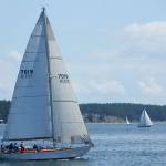 Moderate winds and sunny skies Sunday made the final race of the Classic Mariners&rsquo; Regatta a little more fast-paced than the races held earlier in the event. (Cydney McFarland/Peninsula Daily News)