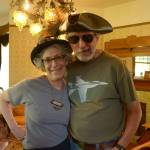 Local steampunkers Jo and Daniel Nieuwsma of Port Townsend prepare downtown for the sixth annual Brass Screw Confederacy Steampunk Festival. (Cydney McFarland/Peninsula Daily News)