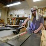 Port Angeles High School senior Kaytlin Turner will attend SkillsUSA nationals in Louisville, Ky., later this month after taking first in cabinetmaking at state. (Jesse Major/Peninsula Daily News)