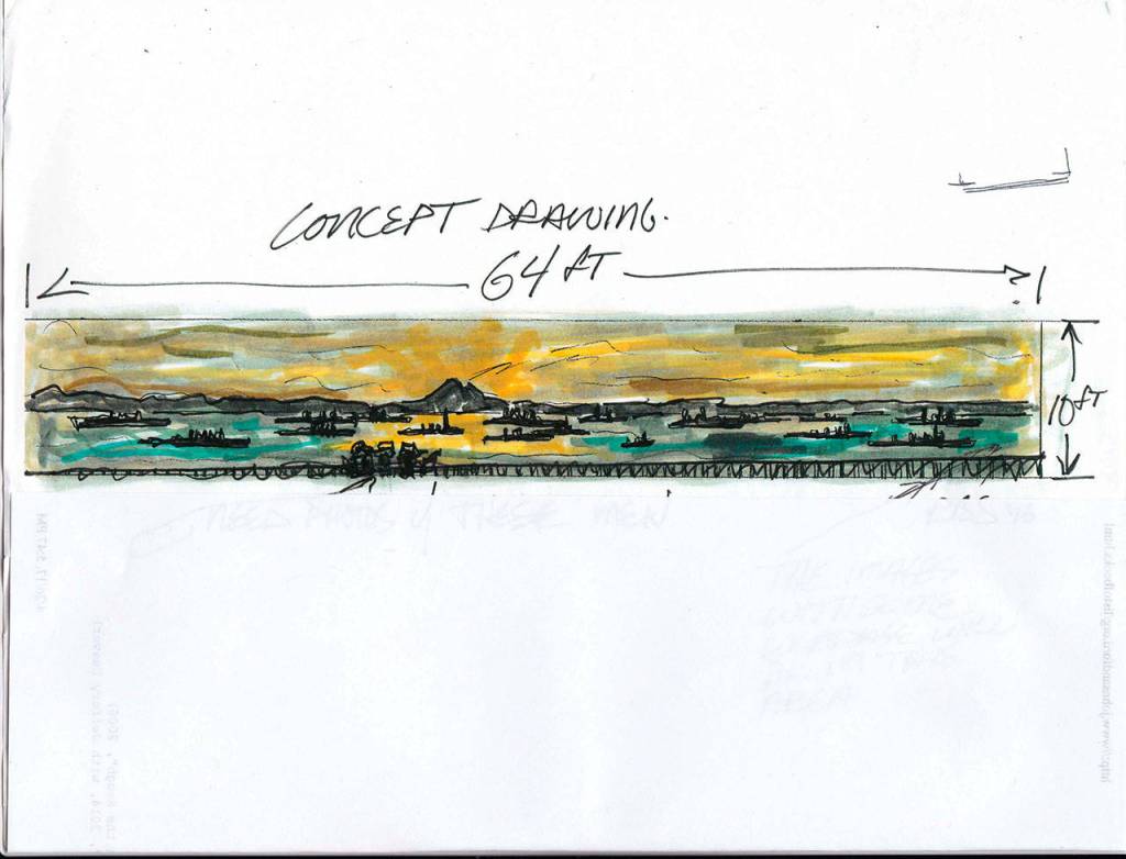 Bob Stokes has created an artist&rsquo;s concept of a new mural for downtown Port Angeles called &ldquo;The Pacific Fleet.&rdquo;