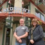 From left, Aldrich&rsquo;s Market co-owner Scott Rogers is one of many local vendors participating in this year&rsquo;s Taste of Port Townsend, which is coordinated by Mari Mullen, executive director of the Port Townsend Main Street Program. (Cydney McFarland/Peninsula Daily News)