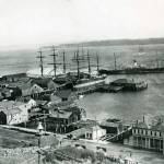 Tyler Street wharf in Port Townsend is shown from above. (Jefferson County Historical Society)