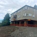 A two-story apartment complex was floated over from Victoria, B.C., to be used as affordable housing as part of a partnership between the City of Port Townsend and Homeward Bound, a land trust group. (Cydney McFarland/Peninsula Daily News)