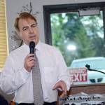 Bob Schroeter, who started as the Clallam County Economic Development Corp.&rsquo;s executive director in May, shares his vision of economic development in the county during a Port Angeles Business Association meeting Tuesday. (Jesse Major/Peninsula Daily News)