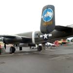 A restored World War II-era B-25J &ldquo;Mitchell&rdquo; bomber sits on the tarmac of William R. Fairchild International Airport in Port Angeles during the 2015 Wings of Freedom tour. (Keith Thorpe/Peninsula Daily News)