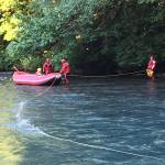 Clallam County Fire District No. 3 firefighters helped a 14-year-old boy across the Dungeness River on Saturday.