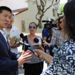 Hawaii Attorney General Douglas Chin talks about a U.S. appeals court decision on President Donald Trump&rsquo;s revised travel ban Monday in Honolulu. (Caleb Jones/The Associated Press)