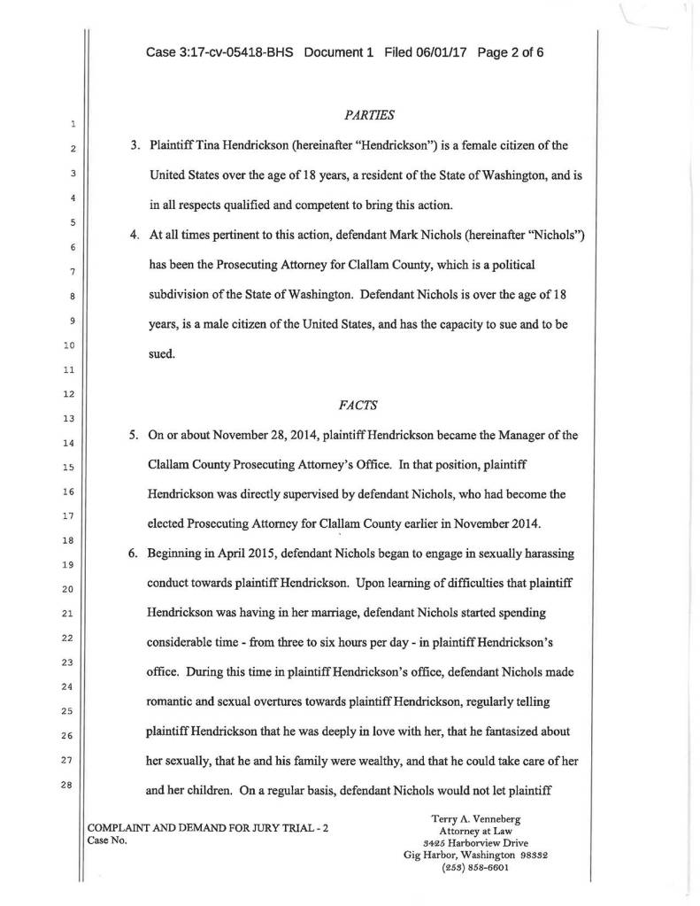 Employee sues top Clallam prosecutor, alleging sexual harassment