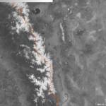 This June 4 satellite photo provided by the U.S. National Weather Service shows the Pacific Crest Trail in California&rsquo;s high Sierra drawn in red surrounded by snowpack. The dream trip of a lifetime has turned to nightmares for some hikers as a massive snowpack in the Sierra Nevada covers the trail and turns rivers to torrents. (U.S. National Weather Service via AP)