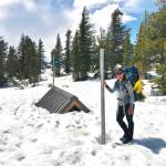 In this May 29 self-portrait photo taken with the help of a timer, Anya Sellsted stands in Mammoth Lakes, Calif. Sellsted had traversed the highest snow-covered passes and forded raging rivers during her hike from Mexico to Canada when she ran into trouble in the high Sierra Nevada mountains. (Anya Sellsted via AP)
