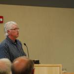 Neil Latta of Latta Engineering PLLC speaks Monday to the Sequim City Council about the Bell Hill Estates development. He said the development won&rsquo;t adversely impact the Roosevelt elk and it will remain well under the needed amount for traffic provisions. (Erin Hawkins/Olympic Peninsula News Group)