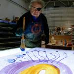 Glass artist Dale Chihuly works on a piece titled &ldquo;Glass on Glass&rdquo; in one of his studios in Seattle in March. (Ted S. Warren/The Associated Press)