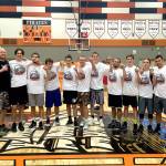 The Port Angeles High School summer team had a successful tournament at the Camp Classic in Yakima, beating out 29 other schools to win the title. Port Angeles went 9-3 in the three-day tournament and beat Ephrata 70-40 in the semifinals and Wapato 65-61 in the championship game. The junior varsity team went undefeated in pool play, but lost 55-51 to Grandview in the title game. From left are coach Danny Linde, Liam Clark , Garrett Edwards , Andrew Borde, Kyle Benedict, Easton Joslin, Payton Schmidt, Carson Shamp, Gabe Long, Gary Johnson and coach Kasey Ulin.