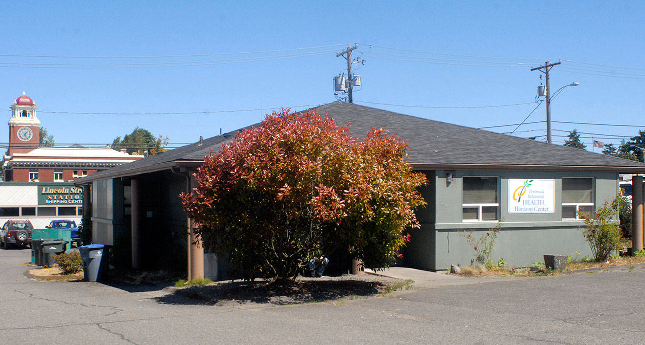 The building housing Peninsula Behavioral Health&rsquo;s Horizon Center at Fifth and Lincoln streets may be moved to make way for an expansion of the nearby William Shore Memorial Pool in Port Angeles. (Keith Thorpe/Peninsula Daily News)