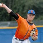 Keith Thorpe/Peninsula Daily News The Lefties&rsquo; Keiran Shaw pitches in the third inning on Friday at Port Angeles Civic Field.