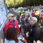The family of Jacob Gray, who has been missing since early April, is briefed Saturday before searching the Sol Duc River for Gray. (Jesse Major/Peninsula Daily News)