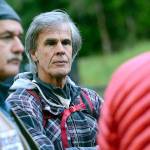 Randy listens during a briefing before the search Saturday for his son, Jacob Gray, who has been missing since early April. (Jesse Major/Peninsula Daily News)