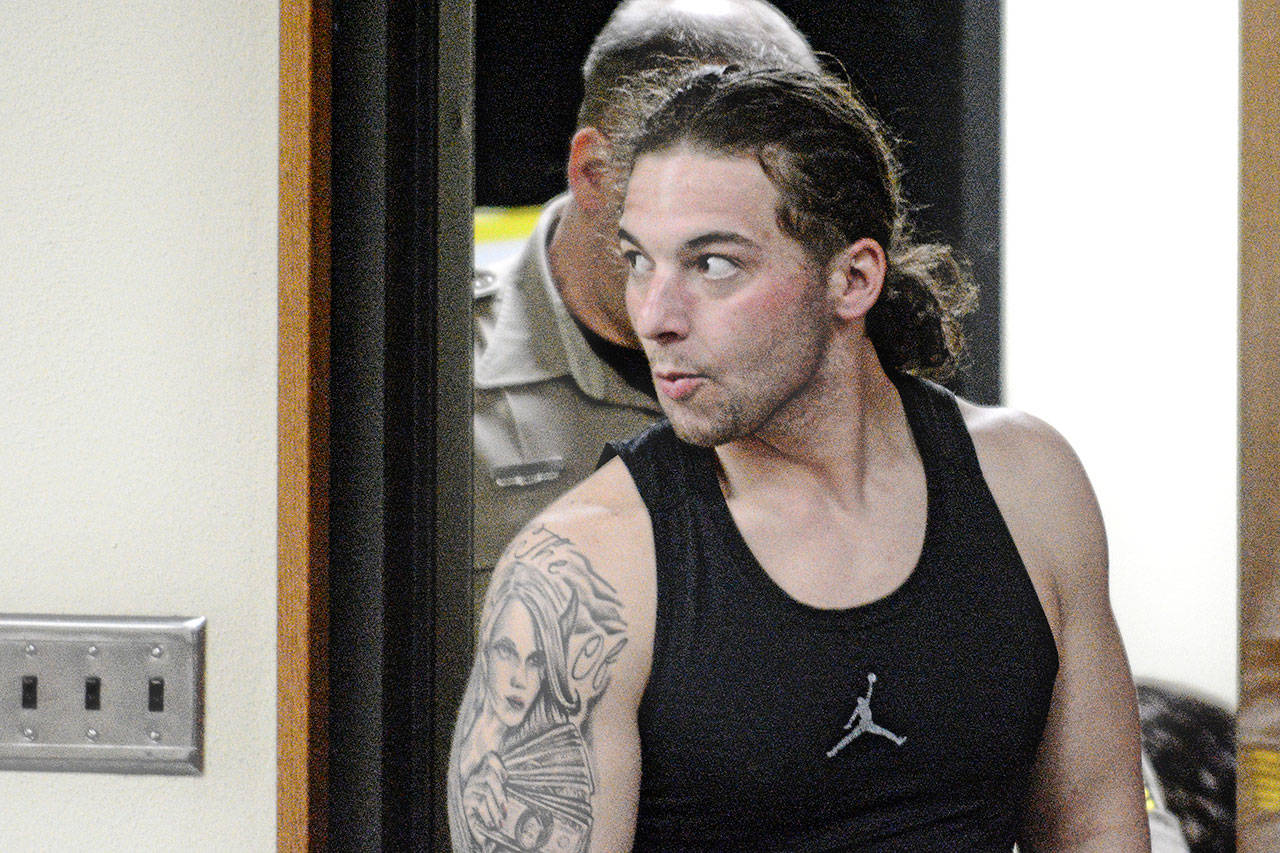 Gerald Neil Walkup of Port Angeles, 26, at an earlier appearance in Clallam County Superior Court. (Jesse Major/Peninsula Daily News)                                Gerald Neil Walkup of Port Angeles, 26, at an earlier appearance in Clallam County Superior Court. (JesseMajor/Peninsula Daily News)
